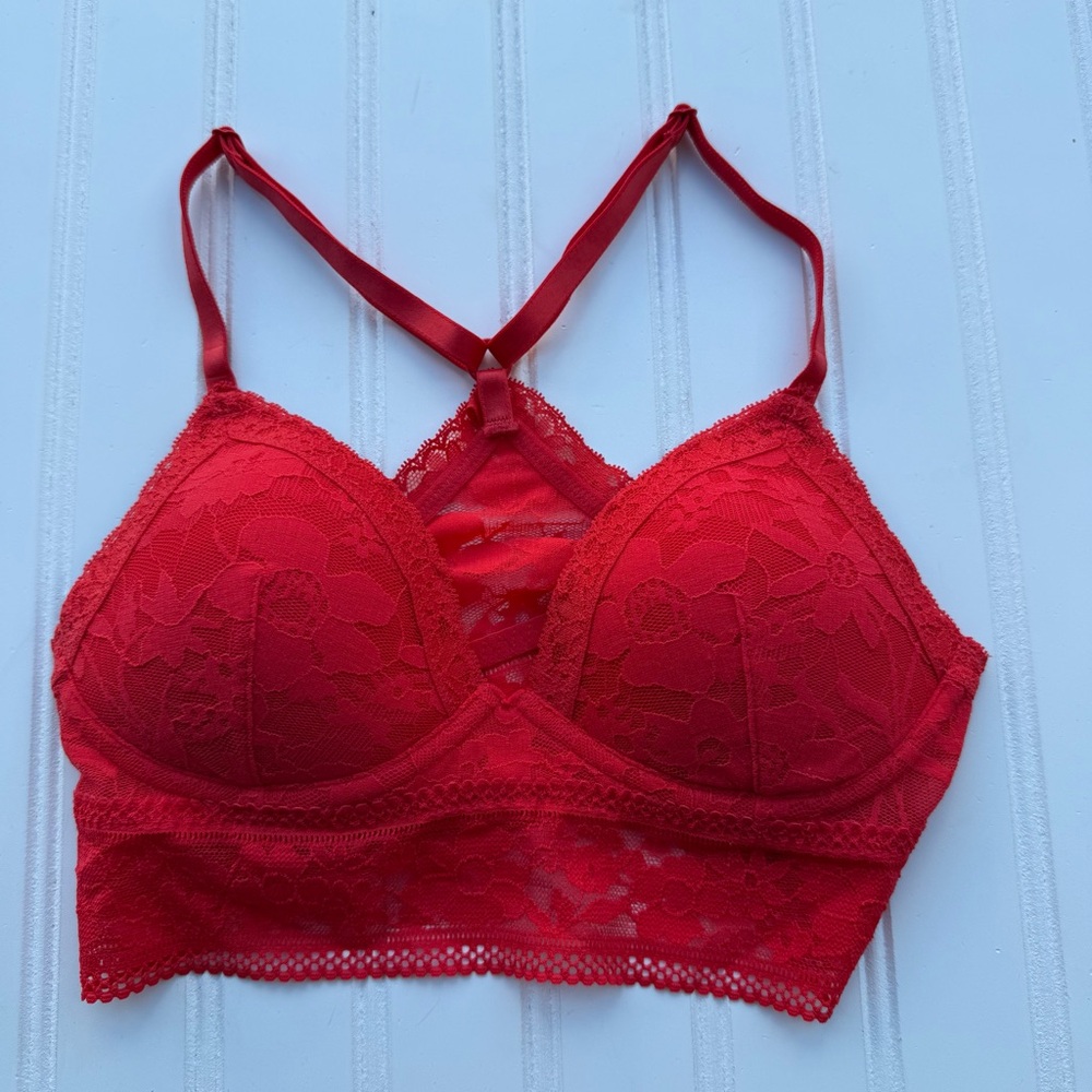 Victoria's Secret Red Lace Longline Bralette